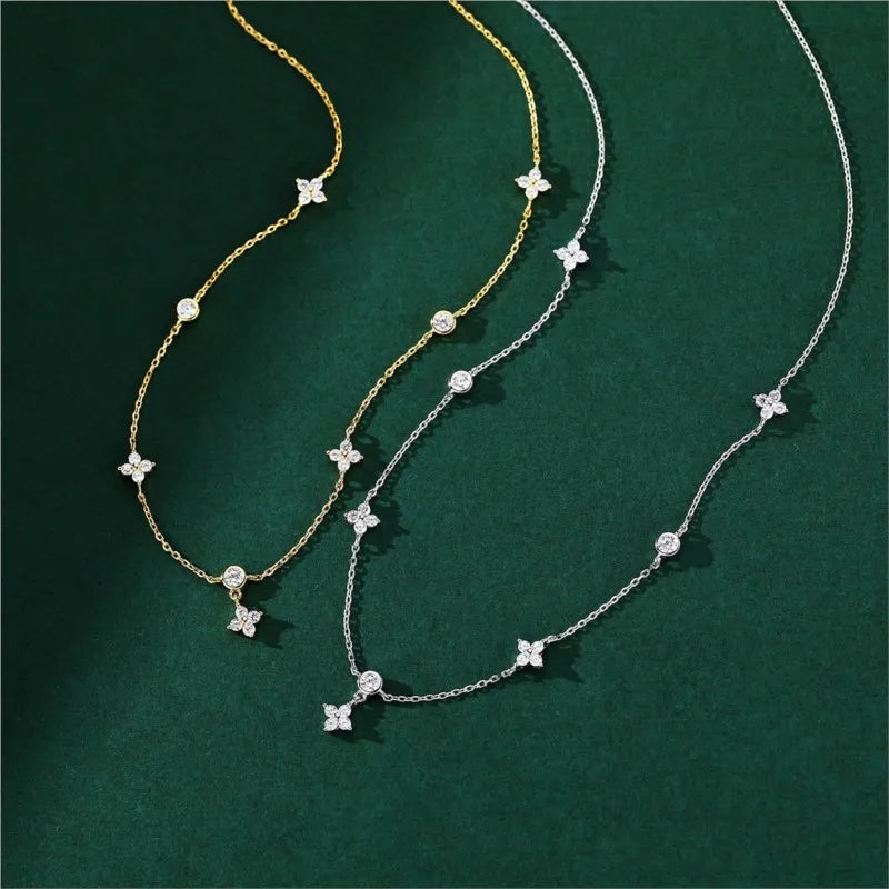 Zircon Four-leaf Flower Necklace