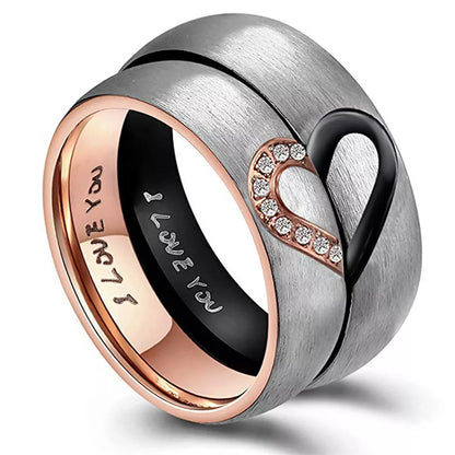 Rose Gold Heart Couple Rings