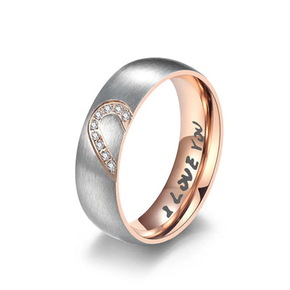 Rose Gold Heart Couple Rings