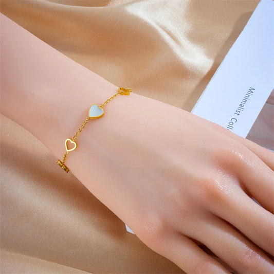 Pulsera con dije de amor de corazón 316L para mujer