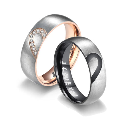 Rose Gold Heart Couple Rings