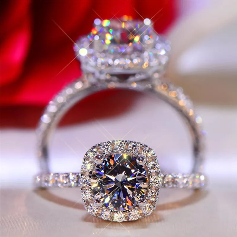 Moissanite Halo Engagement Ring