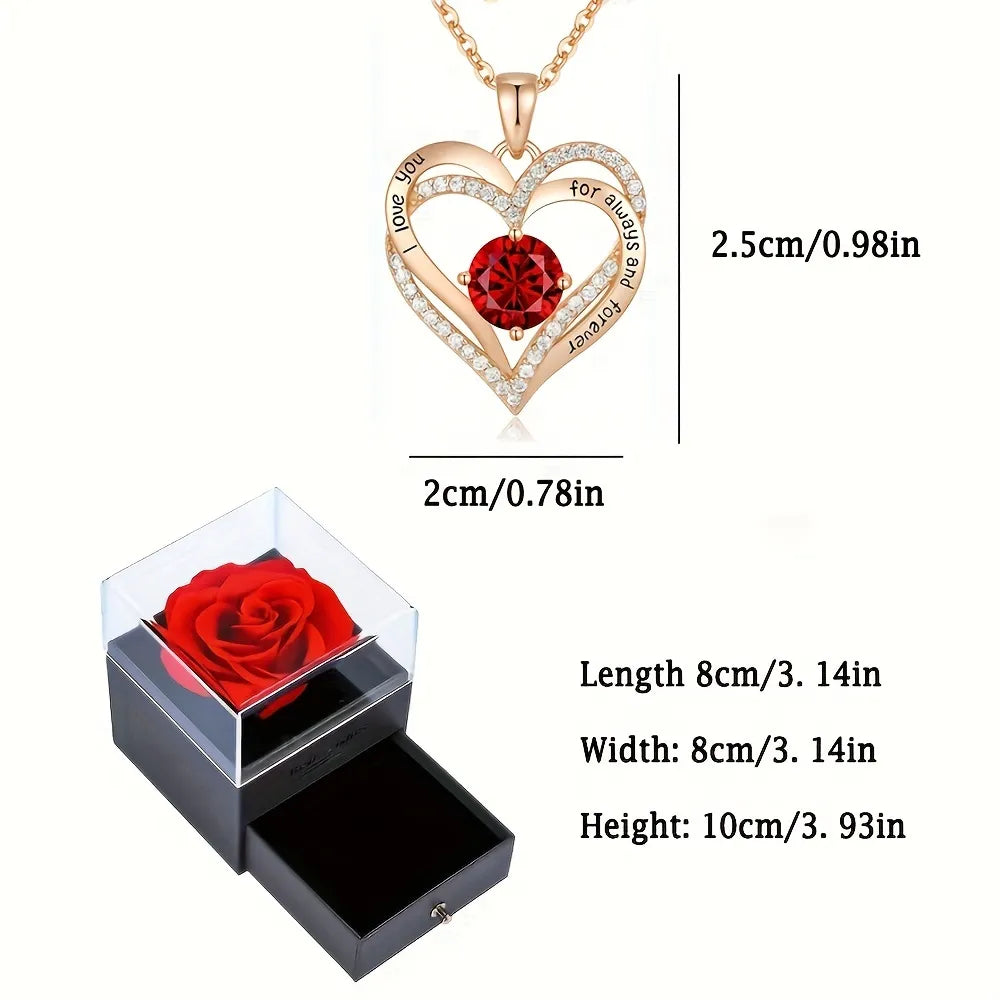 Red Zircon Necklaces With Rose Flower