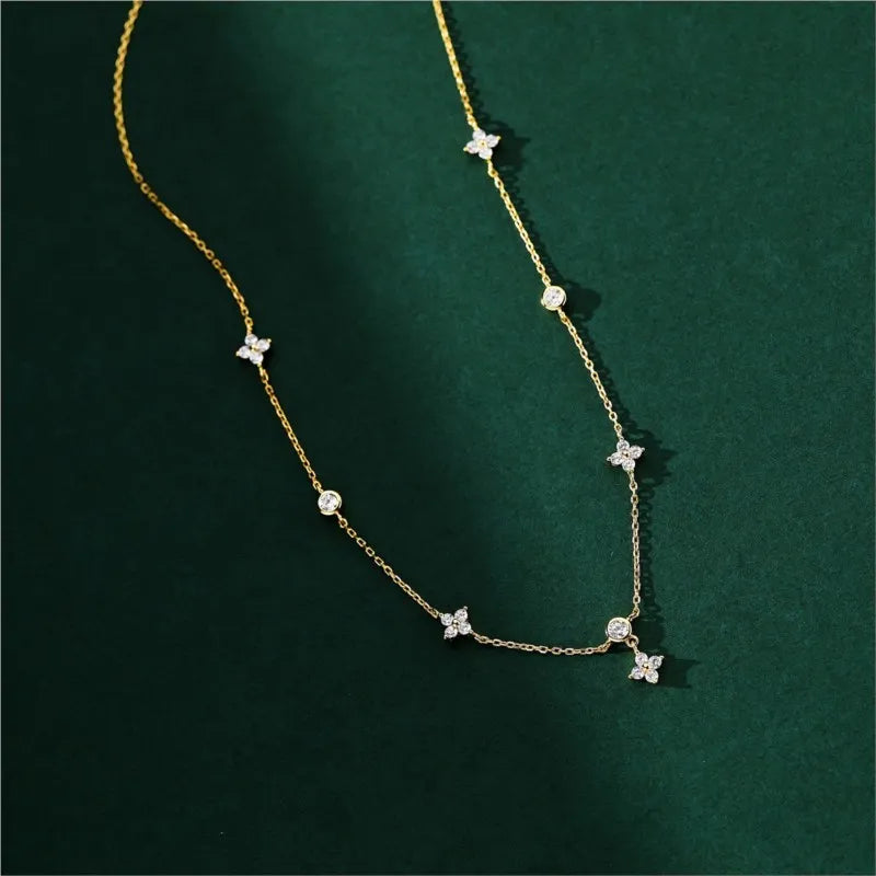 Zircon Four-leaf Flower Necklace