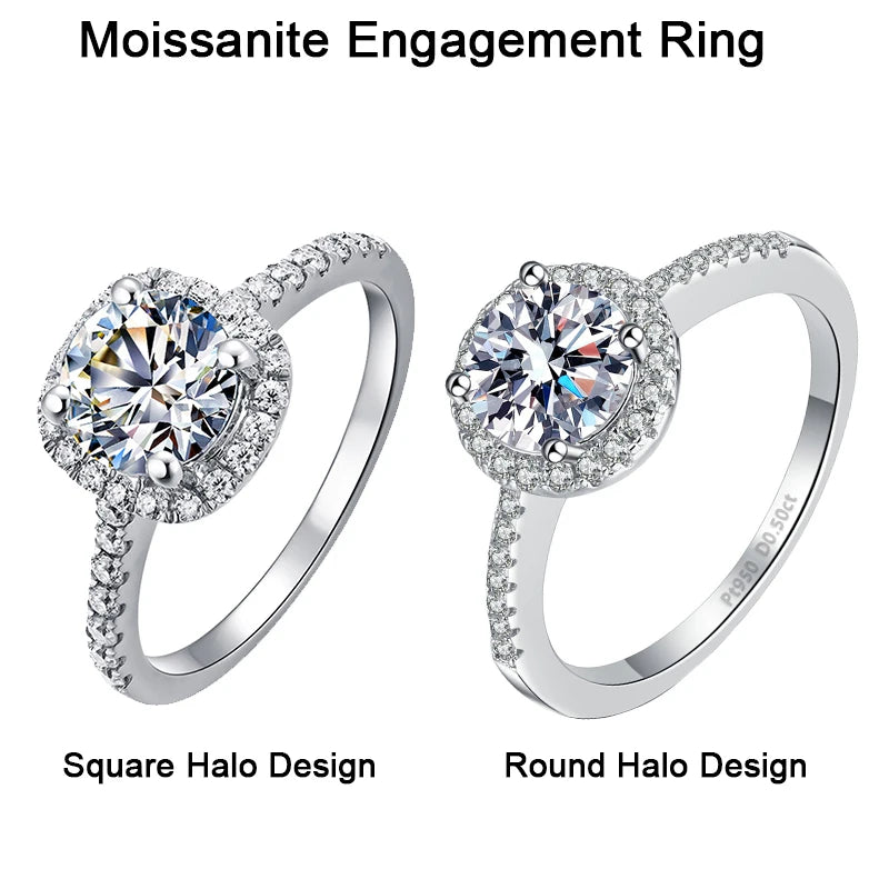 Moissanite Halo Engagement Ring