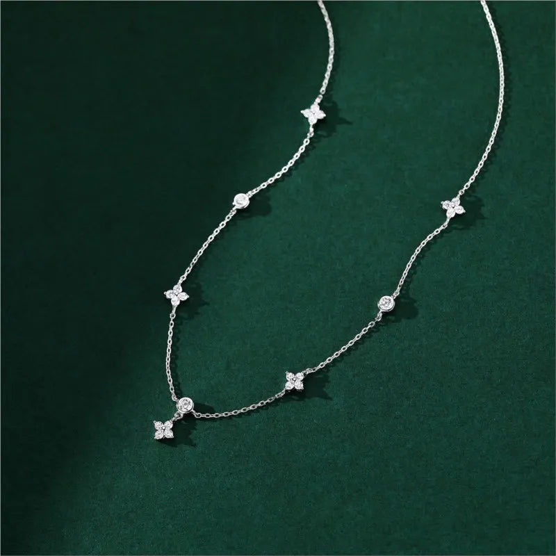 Zircon Four-leaf Flower Necklace